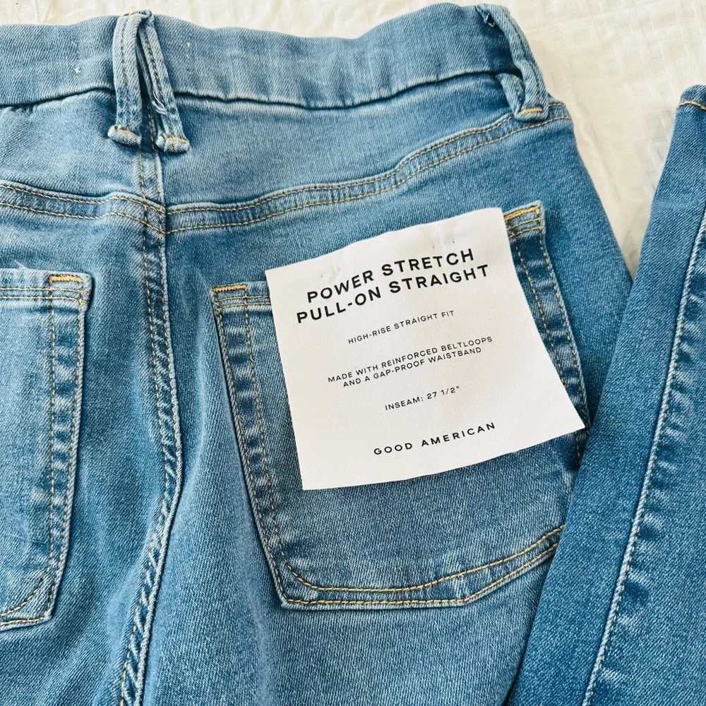 Good American Indigo 490 Pullon Straight Leg Stretch Jeans - Picture 12 of 14